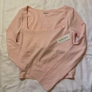 NWT PacSun Light Pink Square Neck Long Sleeve Top
